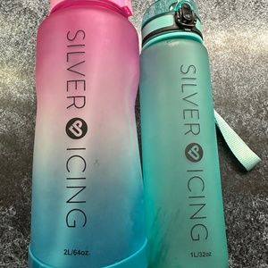 2 Silver Icing Water Bottles
